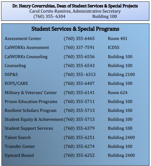 Counseling Services Phone Numbers - 760-355-6543