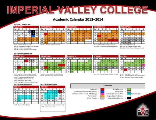 2013-14 IVC Academic Calendar