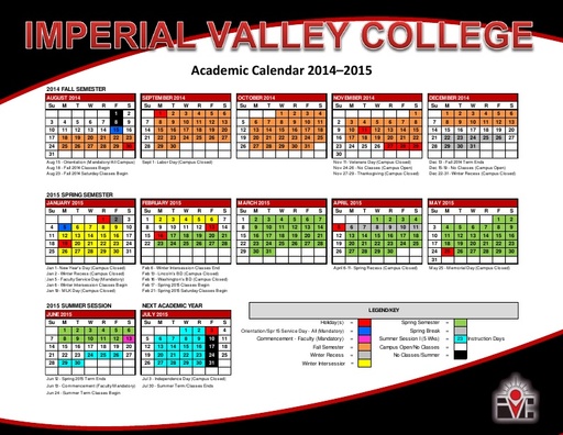 2014-15 IVC Academic Calendar