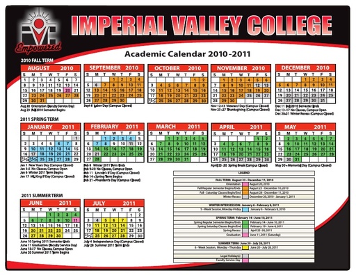 2010-11 IVC Academic Calendar