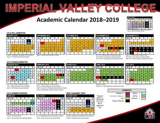 2018-19 IVC Academic Calendar