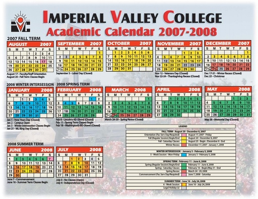 2007-08 IVC Academic Calendar